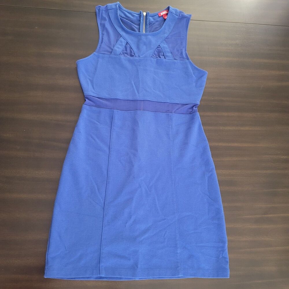 BONGO Junior Womens  Bodycon Mini Dress Blue Sleeveless Sheer Sz Med